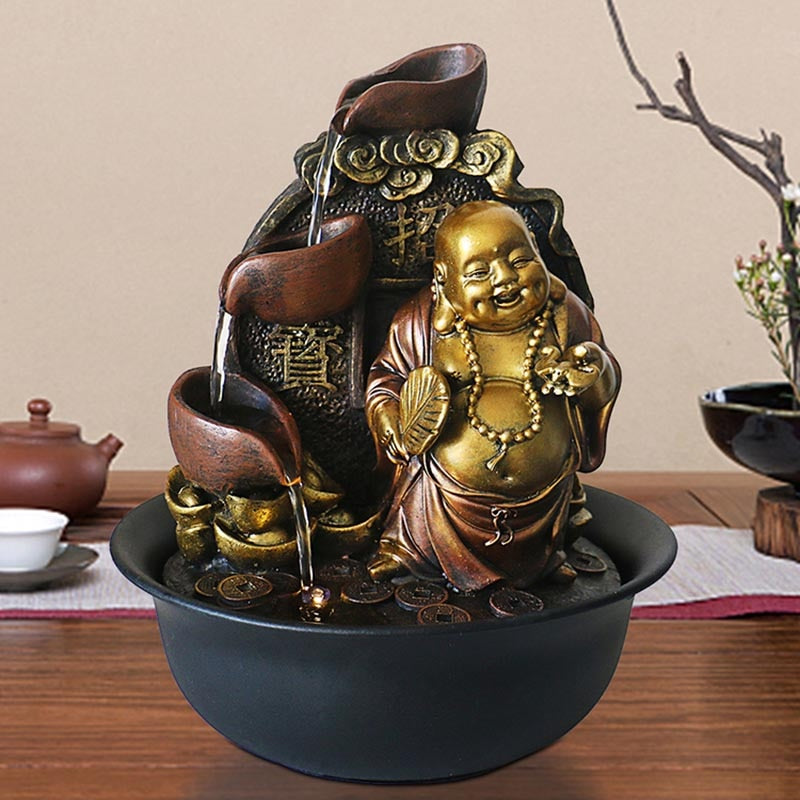 Laughing Buddha Ceramic Water Fountain