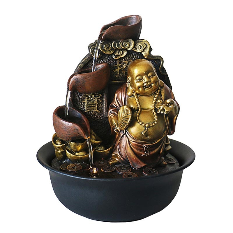 Laughing Buddha Ceramic Water Fountain