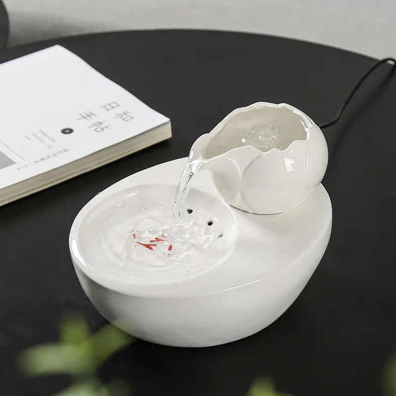 White Simple Ceramic Water Fountain