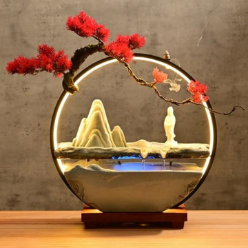 Zen Red Blossom Ceramic Water Fountain