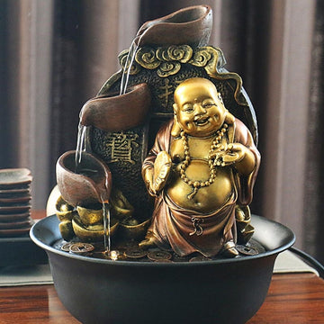 Laughing Buddha Ceramic Water Fountain