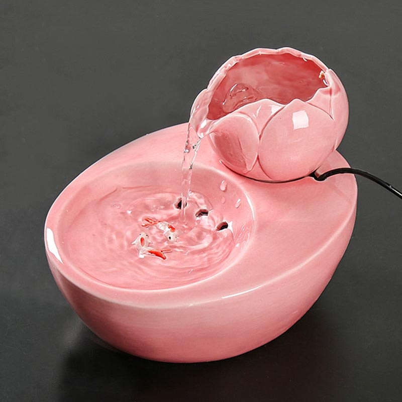 Pink Flower Ceramic Water Fountain