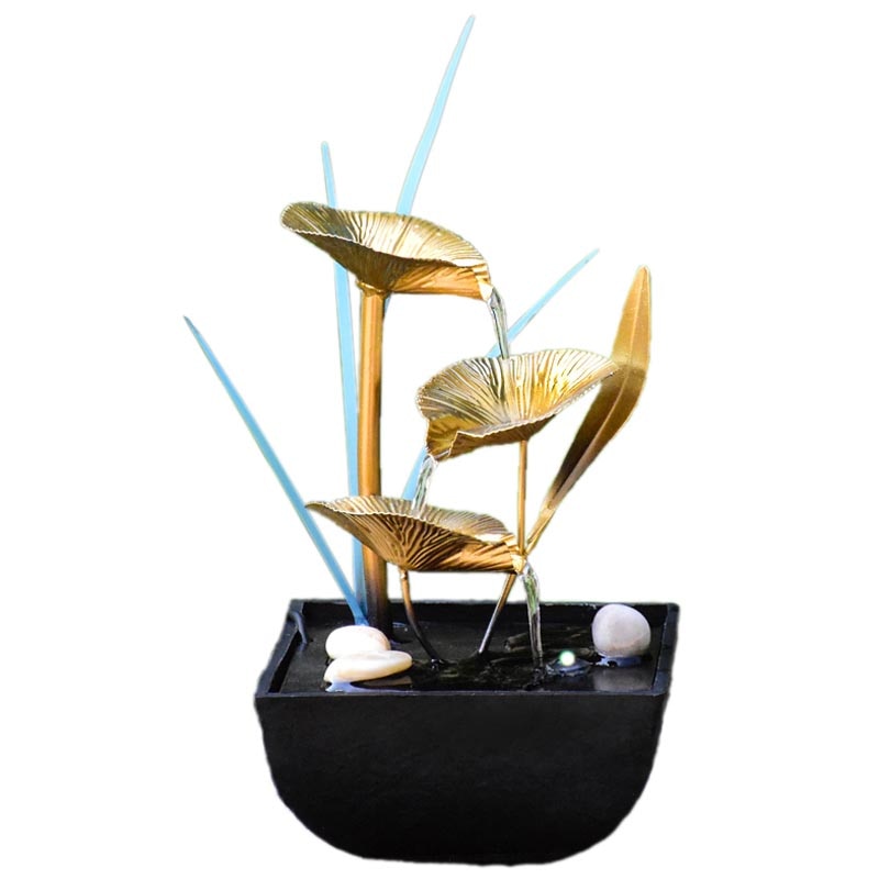 Golden Lotus Ceramic Water Fountain