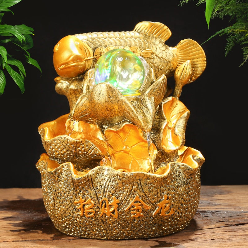 Golden Fish Guard Ceramic Water Fountain