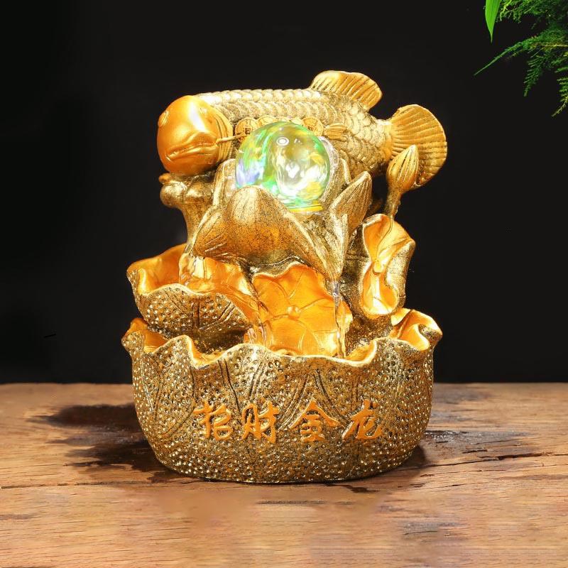 Golden Fish Guard Ceramic Water Fountain