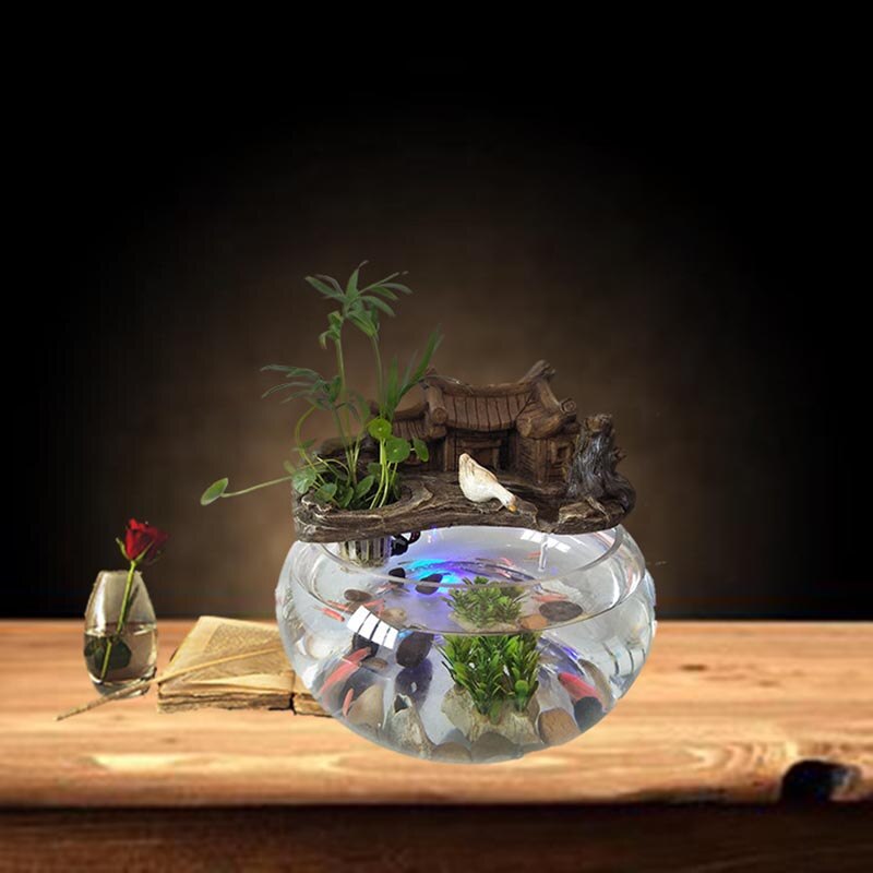 Resin Indoor Water Fountain Glass Fish Tank