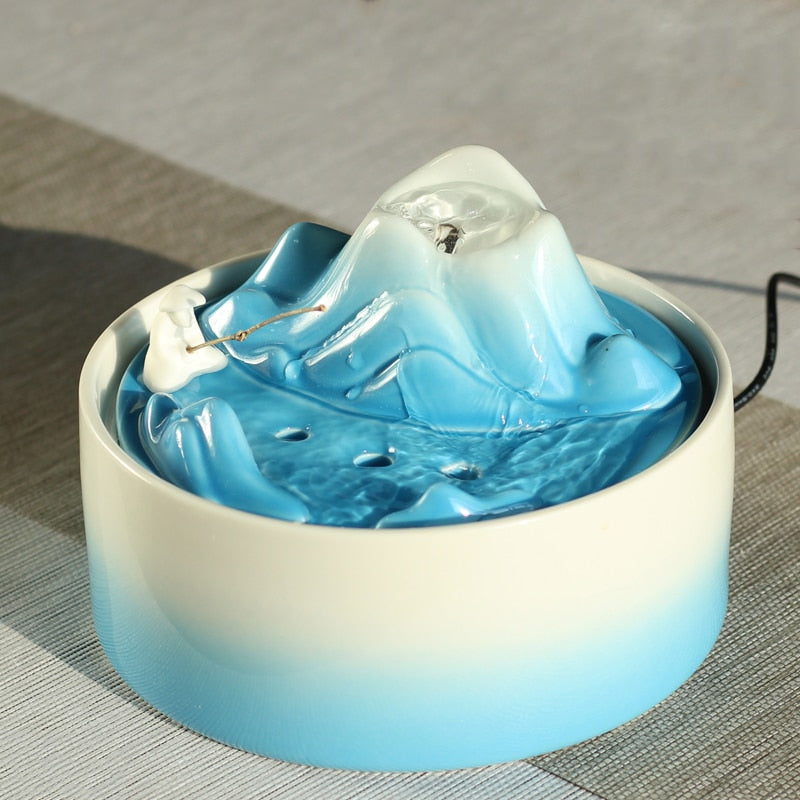 Icy Blue Mountain Ceramic Water Fountain