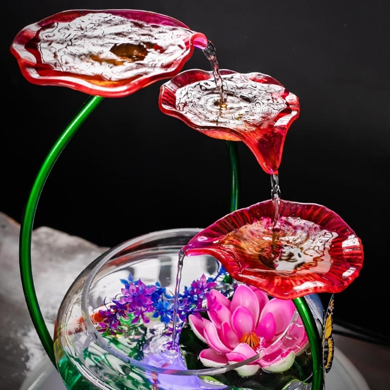 Red Petals Ceramic Water Fountain